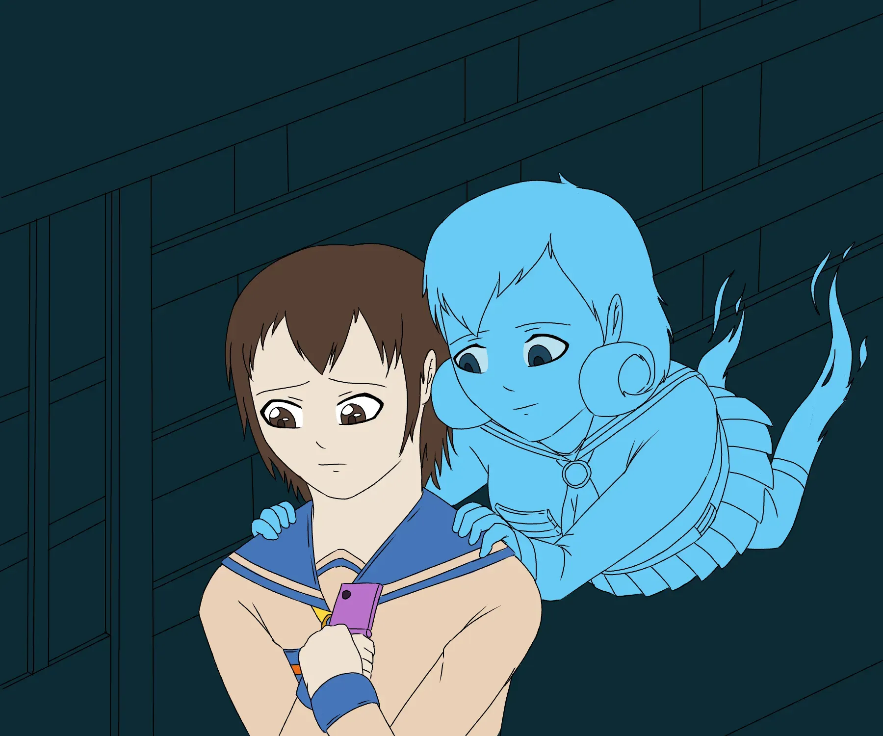 Fan art of Naomi and Seiko from Corpse Party