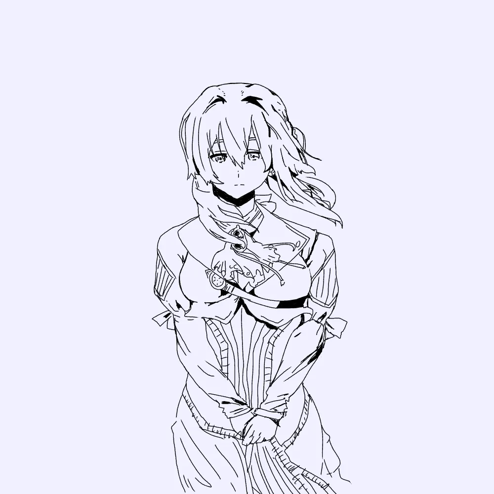 Sketch of a redraw from a panel of violet evergarden