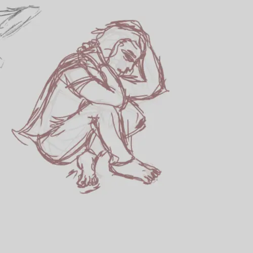 Sketch of exhausted worry