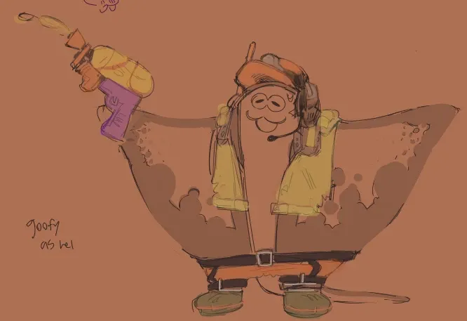 silly bigman (kind of) wearing the grizzco uniform